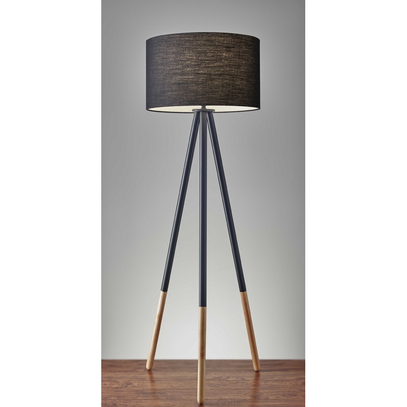 Tripod Floor Lamp Urban Mixed Metal and Wood By Homeroots
