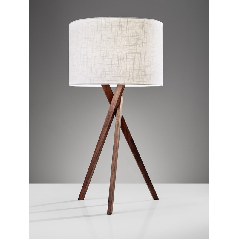 Tripod Leg Walnut Wood Table Lamp By Homeroots