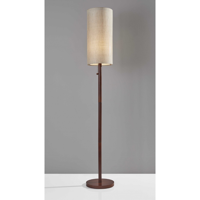 Walnut Wood Finish Floor Lamp with Slim Cylindrical Shade By Homeroots