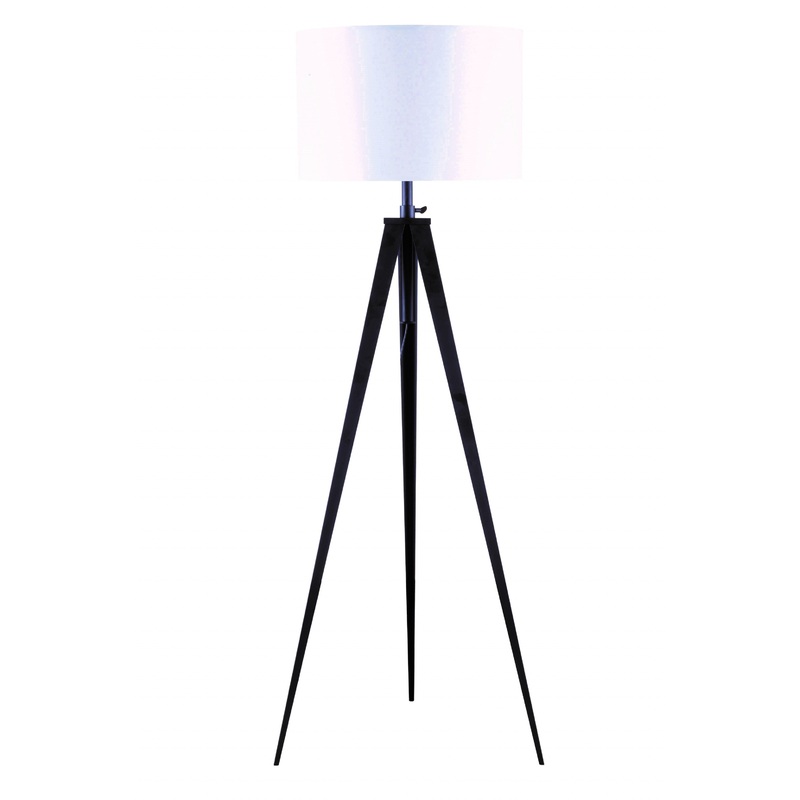 White and Black Metal Tripod Floor Lamp By Homeroots