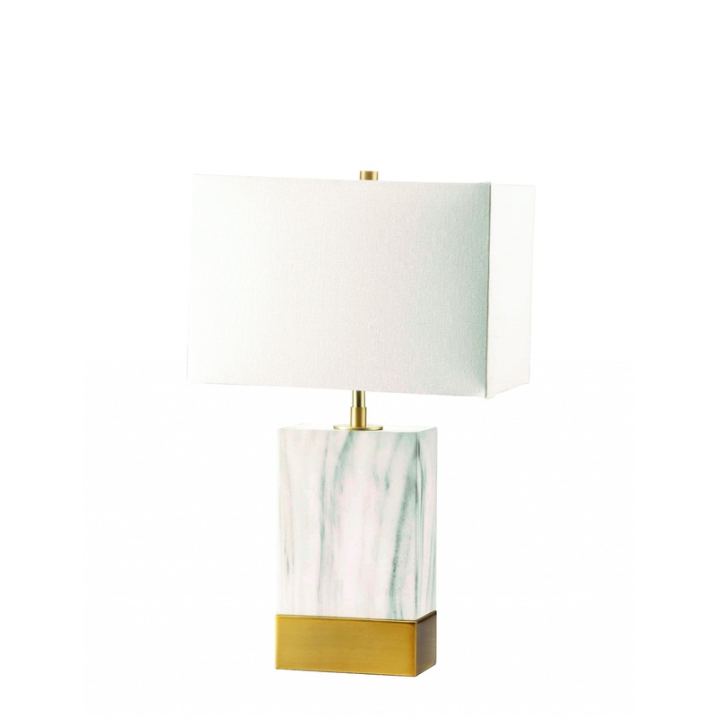 White Marble & Gold Table Lamp By Homeroots