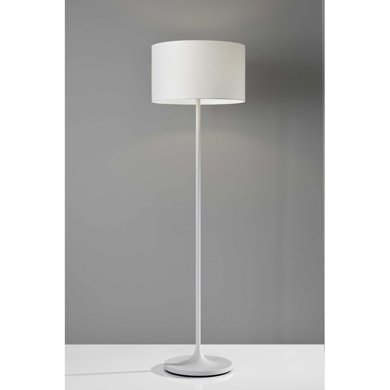 White on White Metal Floor Lamp By Homeroots