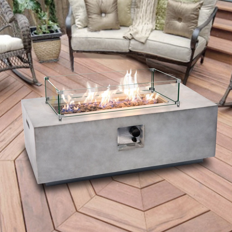 30" Rectangular Glass Fire Pit Flame Protector By Homeroots