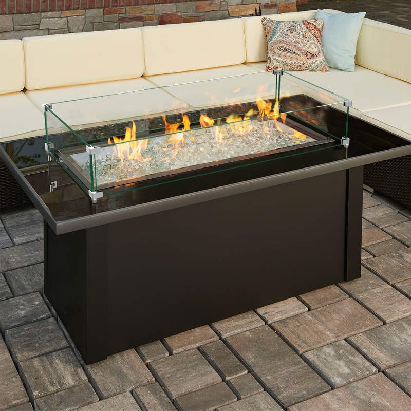 36" Rectangular Glass Fire Pit Flame Protector By Homeroots