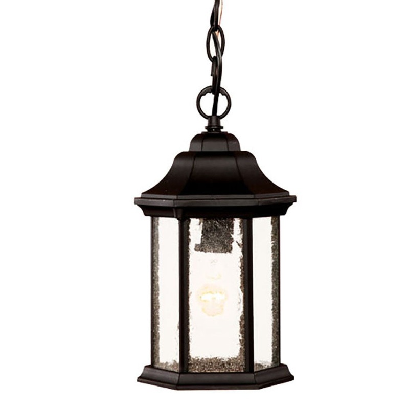 Antique Black Textured Glass Lantern Hanging Light By Homeroots