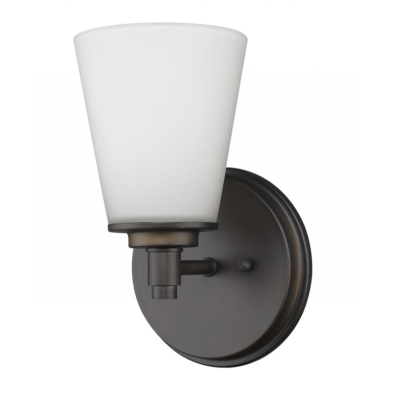 Bronze Wall Light with Frosted Glass Shade By Homeroots