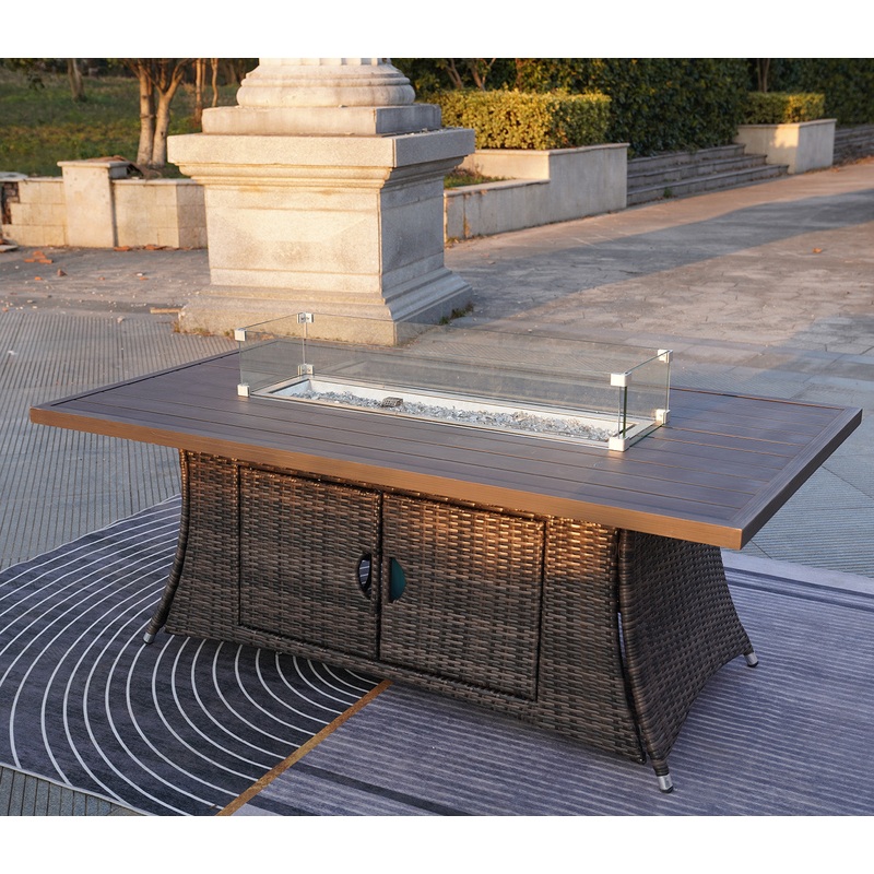 Brown Wicker Outdoor Patio Gas Fire Pit Table By Homeroots