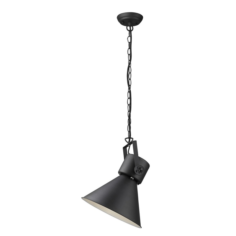 Crew 1-Light Matte Black Pendant By Homeroots - 398265