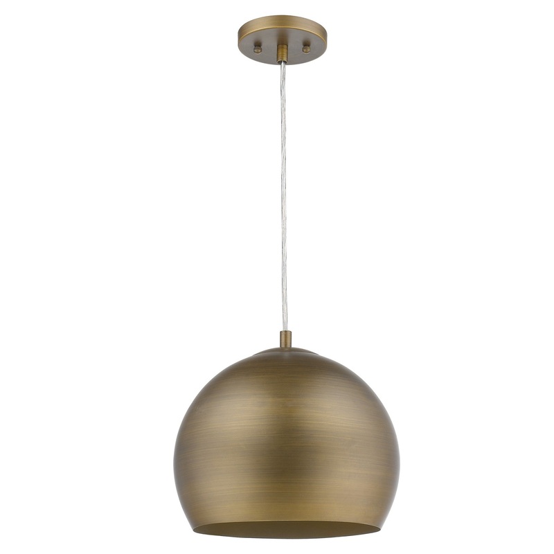 Latitude 1-Light Hand Painted Antique Gold Pendant With Gold Interior Shade By Homeroots