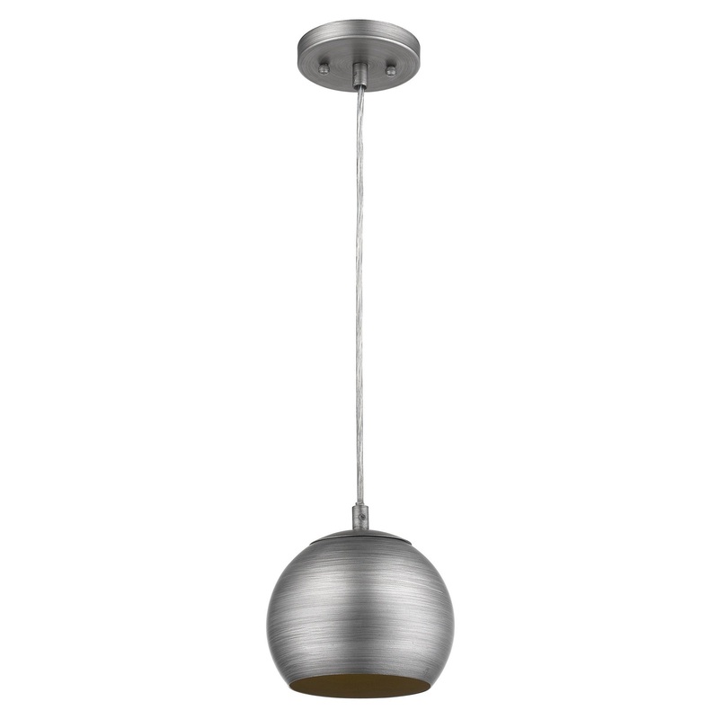 Light Gray and Gold Hanging Dome Light By Homeroots