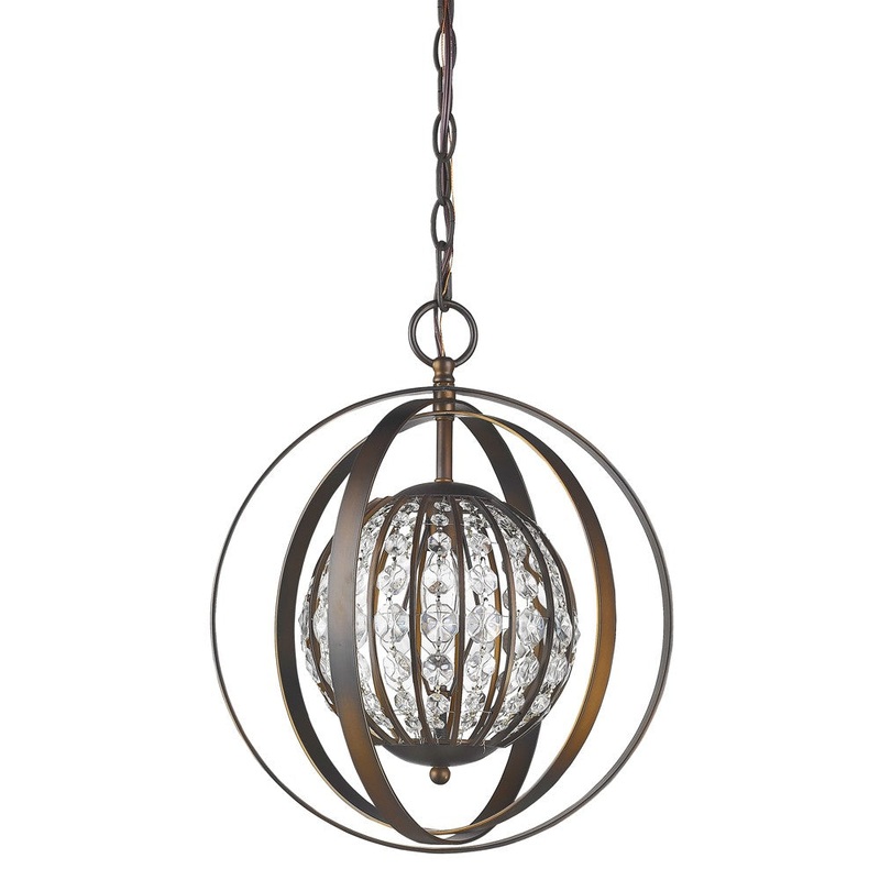 Olivia 1-Light Oil-Rubbed Bronze Crystal Globe Pendant By Homeroots - 398067