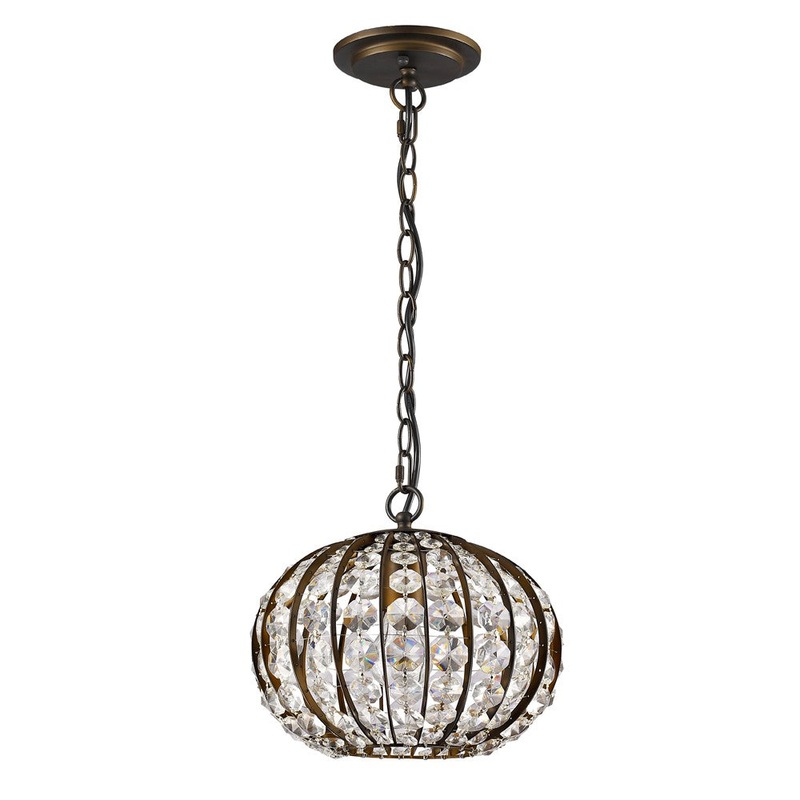 Olivia 1-Light Oil-Rubbed Bronze Crystal Globe Pendant By Homeroots - 398069