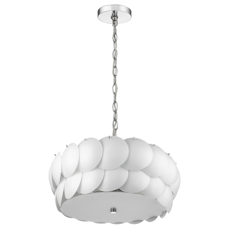 Selene 6-Light Polished Chrome Pendant With Overlapping Frosted White Glass Discs Shade By Homeroots