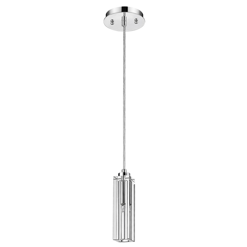 Solo 1-Light Polished Chrome Pendant With Square 4-Sided Cut Crystal Shade By Homeroots
