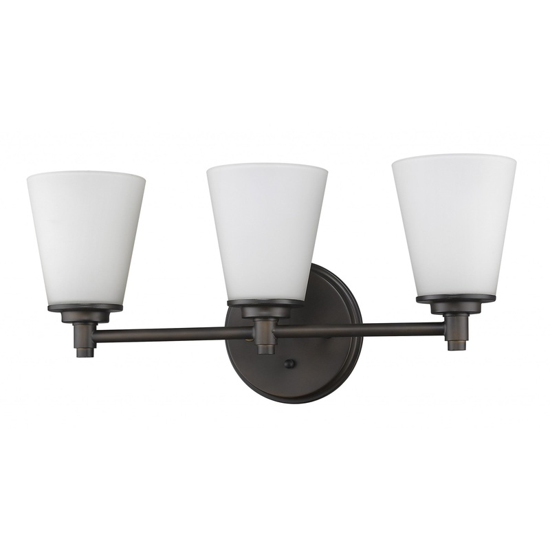 Three Light Bronze Wall Light with Frosted Glass Shade By Homeroots