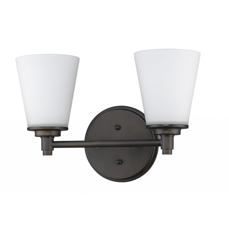 Two Light Bronze Wall Light with Frosted Glass Shade By Homeroots