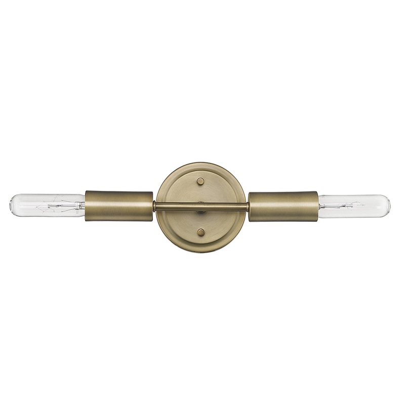 Two Light Dull Gold Narrow Bulb Wall Light By Homeroots