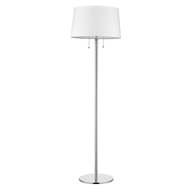Urban Basic 2-Light Polished Chrome Adjustable Floor Lamp With Off White Linen Shade By Homeroots