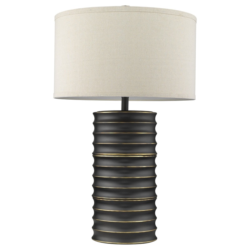 Wave II 1-Light Aged Brass Table Lamp With Latte Linen Shade By Homeroots