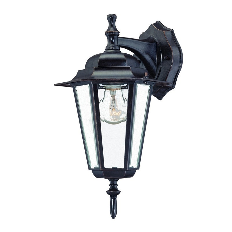 Antique Bronze Glass Hanging Lantern Wall Light By Homeroots