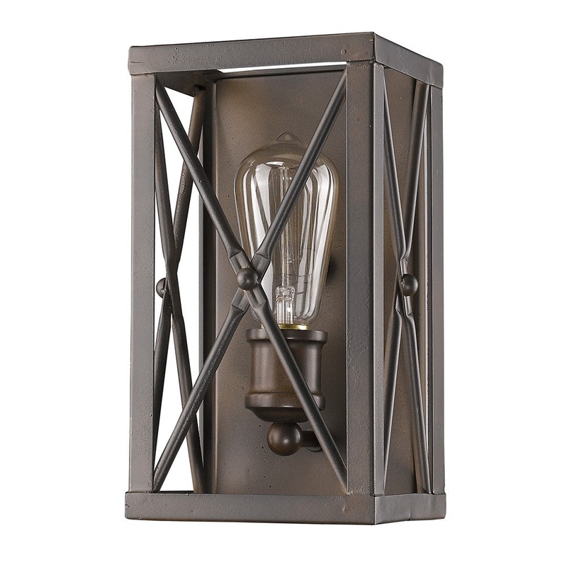 Antique Bronze Metal Geometric Wall Light By Homeroots