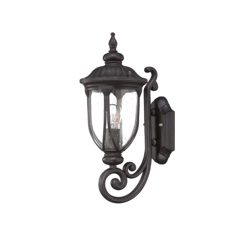 Black Cast Aluminum Glass Lantern Wall Light By Homeroots