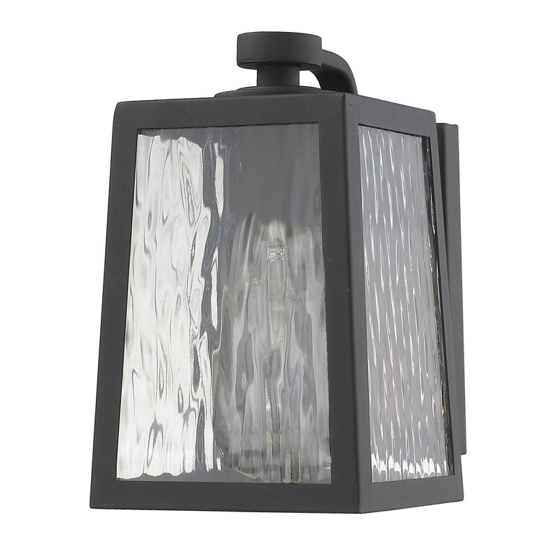 Matte Black glass panels Outdoor Wall Light By Homeroots