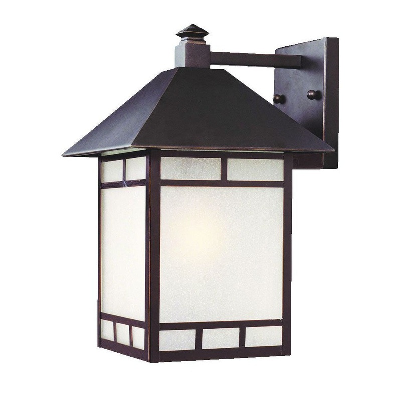 XL Antique Bronze Frosted Glass Lantern Wall Light By Homeroots
