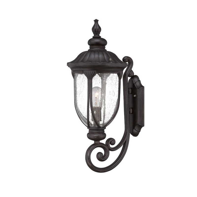 XL Black Cast Aluminum Glass Lantern Wall Light By Homeroots