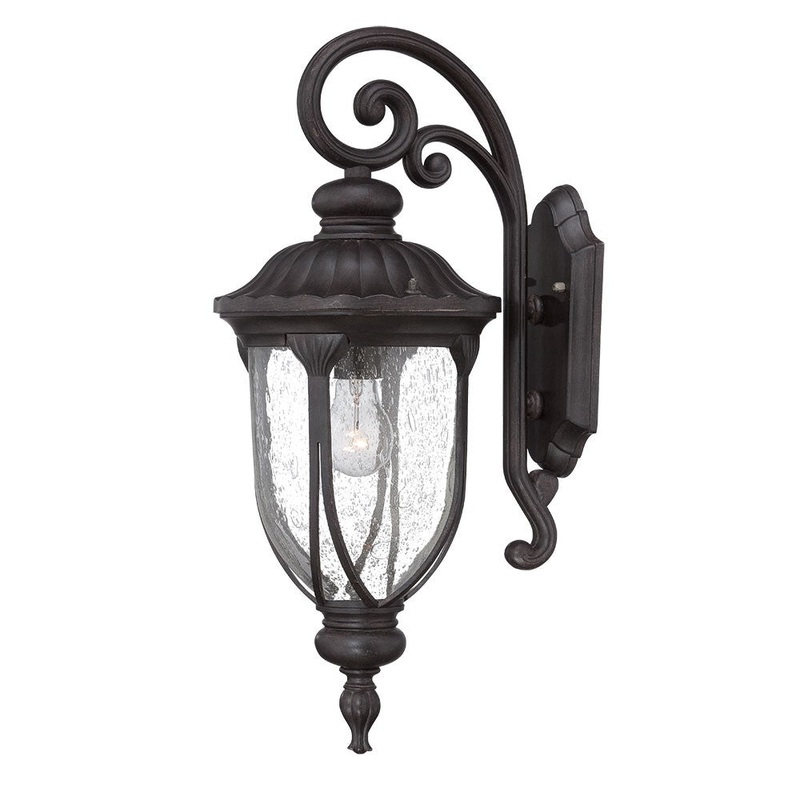 XL Black Cast Aluminum Glass Lantern Wall Sconce By Homeroots