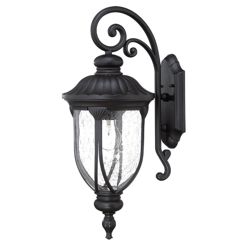 XL Matte Black Cast Aluminum Glass Lantern Wall Sconce By Homeroots