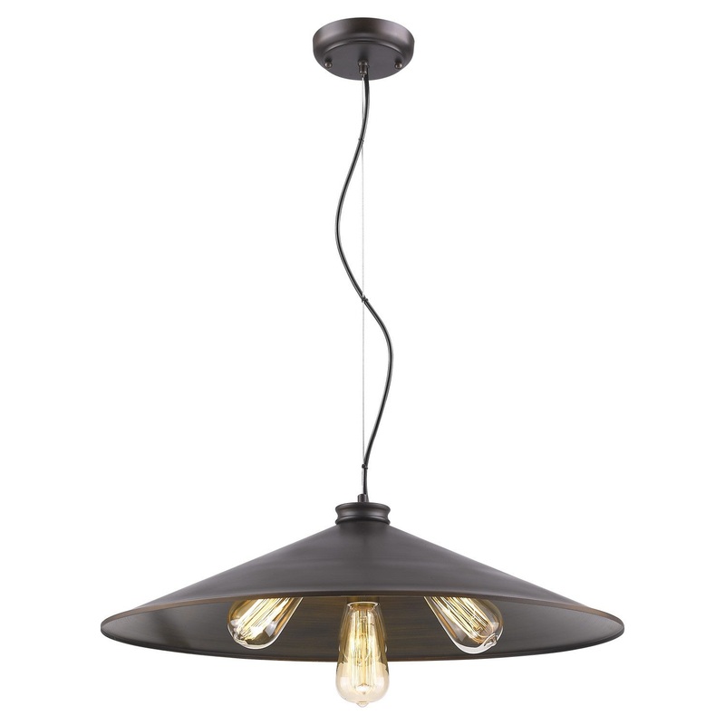 Alcove 4-Light Oil-Rubbed Bronze Pendant With Raw Brass Interior Shade By Homeroots