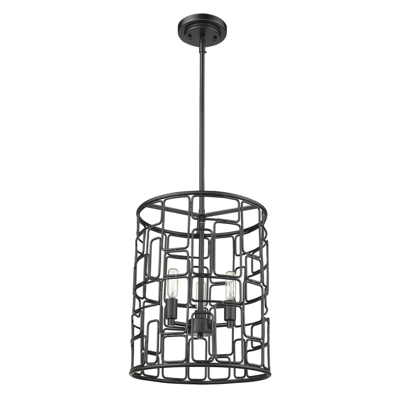 Amoret 3-Light Matte Black Convertible Pendant By Homeroots