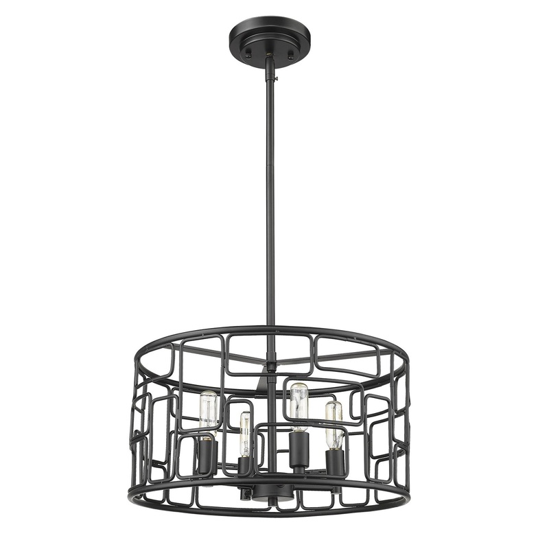 Amoret 4-Light Matte Black Convertible Pendant By Homeroots