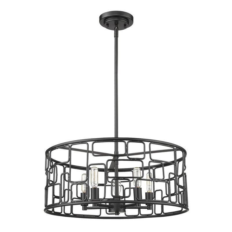 Amoret 5-Light Matte Black Convertible Pendant By Homeroots