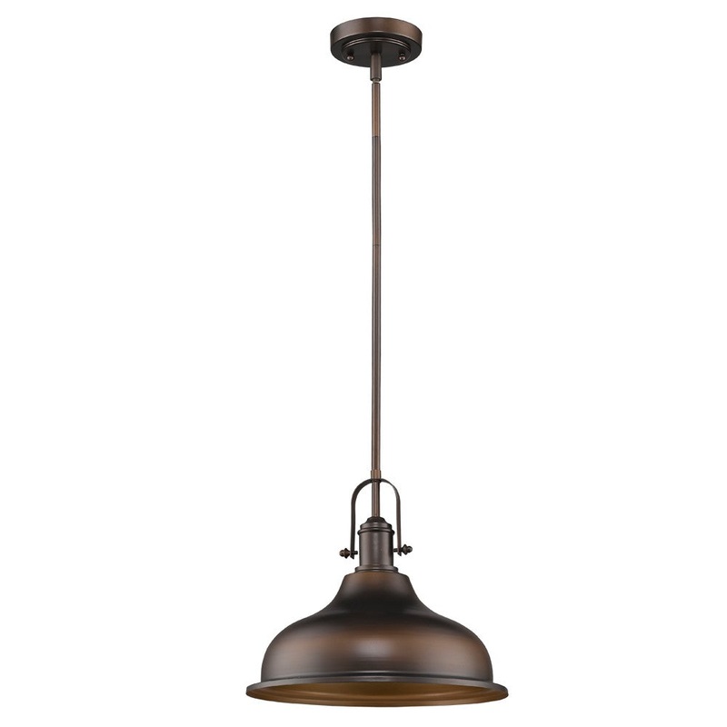 Antique Bronze Hanging Light with Dome Shade By Homeroots