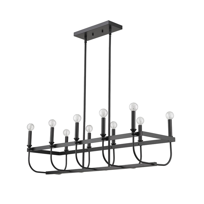 Beckett 10-Light Matte Black Island Pendant By Homeroots
