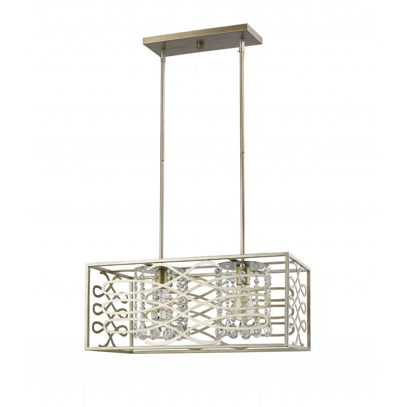 Brax 2-Light Washed Gold Island Pendant With Crystal Accents By Homeroots