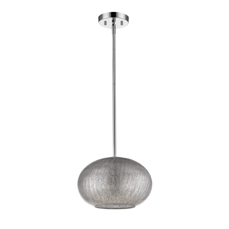 Brielle 1-Light Polished Nickel Pendant With Textured Glass Shade By Homeroots