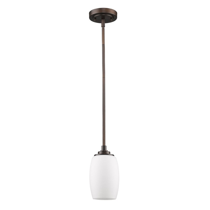 Bronze Hanging Light with Frosted Glass Shade By Homeroots