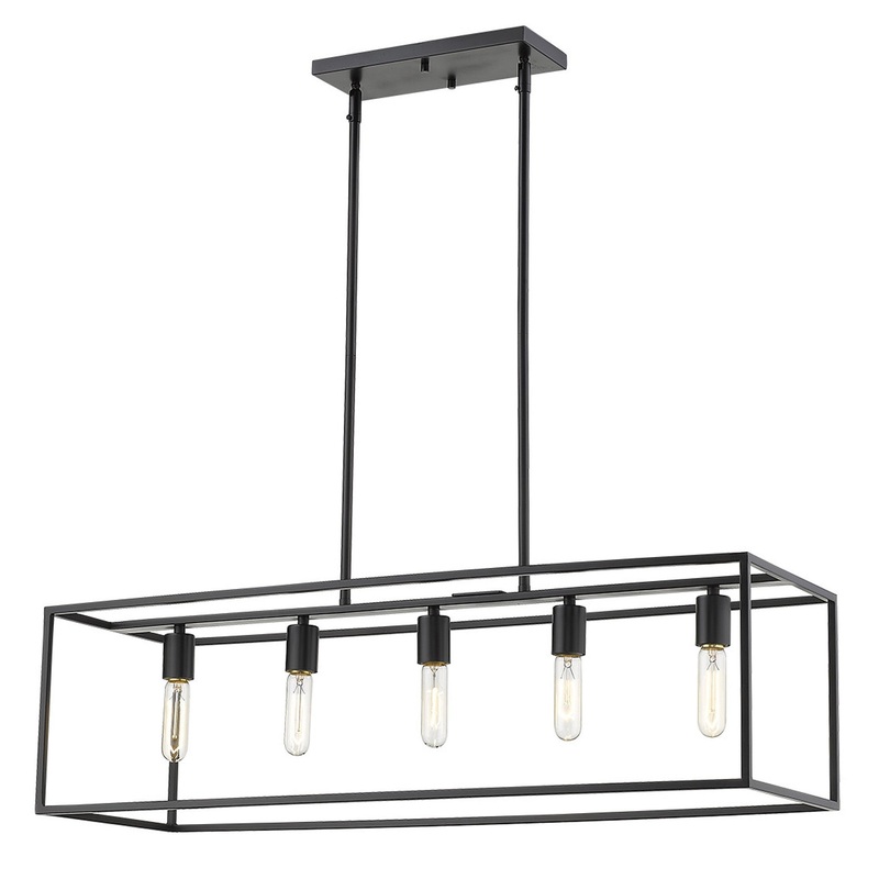 Cobar 5-Light Matte Black Island Pendant By Homeroots