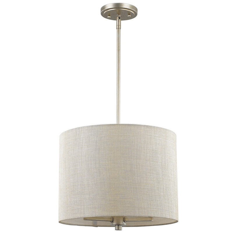 Daria 3-Light Washed Gold Pendant With Washed Gold And White Drum Shade By Homeroots