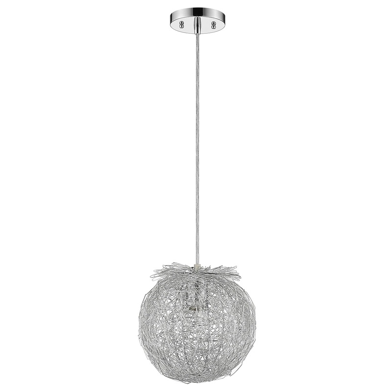 Distratto 1-Light Polished Chrome Pendant Enmeshed Aluminum Wire Shade (12") By Homeroots