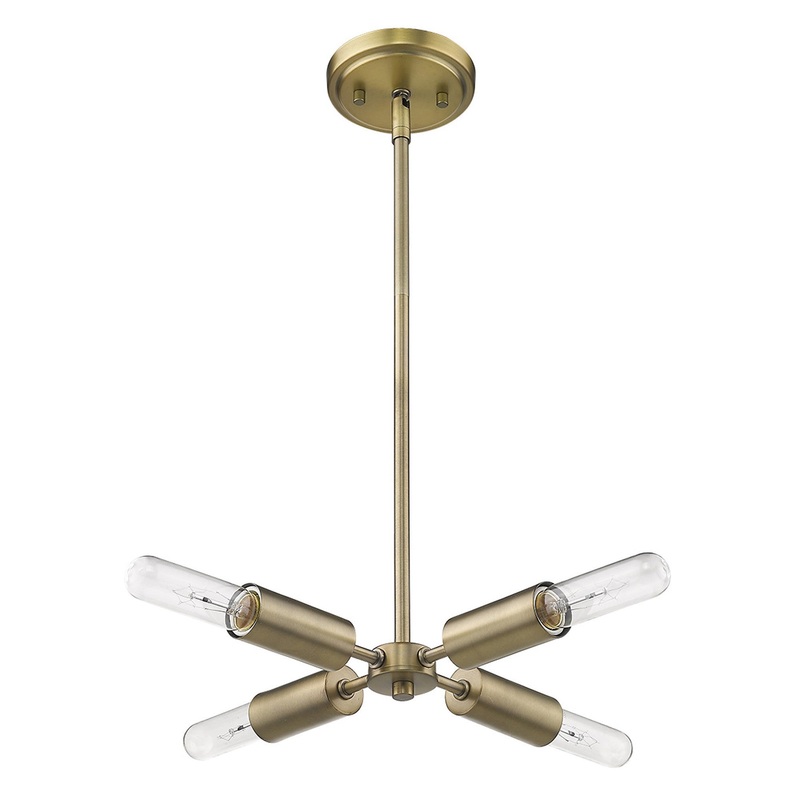 Four Light Dull Gold Hanging Chandelier By Homeroots