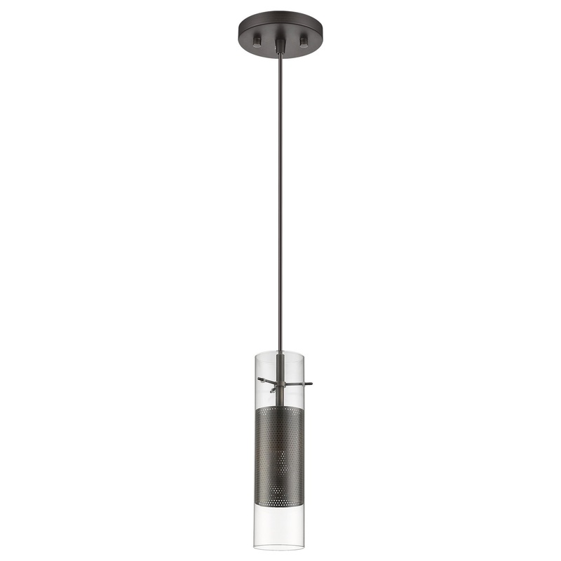 Glass and Bronze Mesh Shade Hanging Light By Homeroots