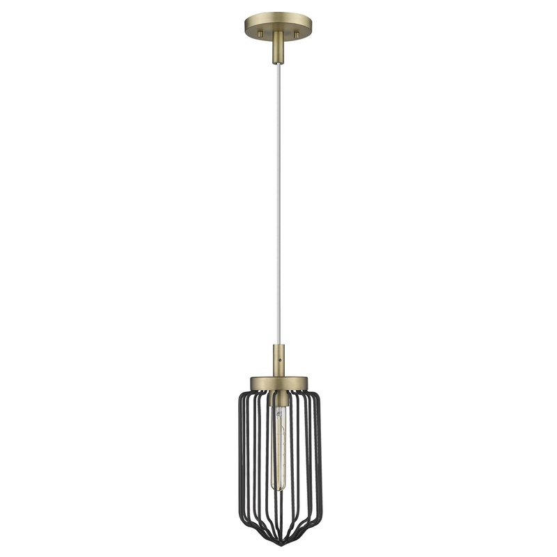 Gold and Black Metal Cage Pendant Hanging Light By Homeroots