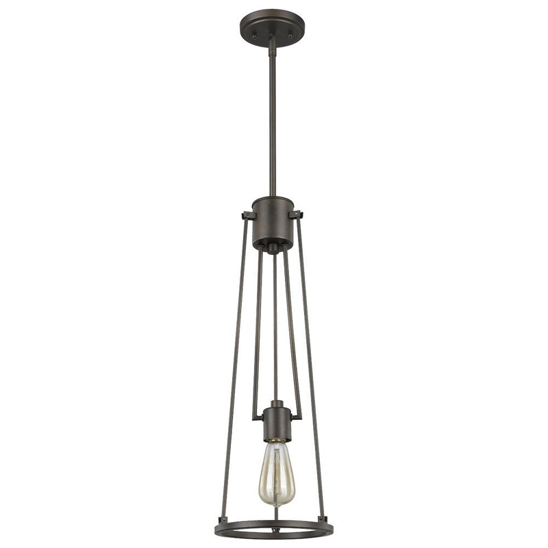 Jade 1-Light Oil-Rubbed Bronze Pendant With Vertical Structural Frames By Homeroots