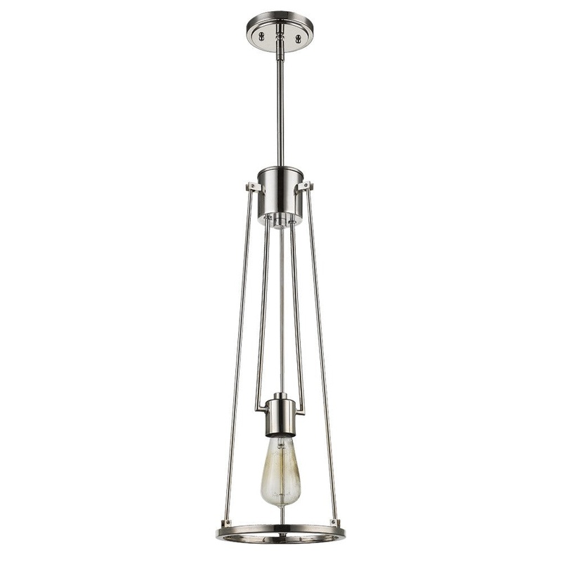 Jade 1-Light Polished Nickel Pendant With Vertical Structural Frames By Homeroots