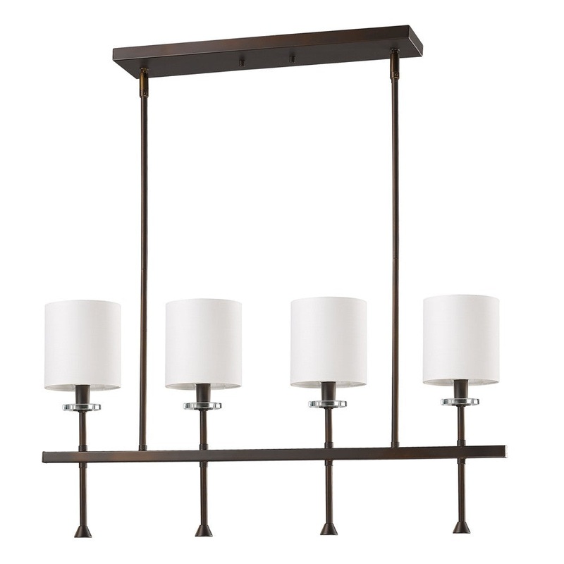 Kara 4-Light Oil-Rubbed Bronze Island Pendant With Fabric Shades And Crystal Bobeches By Homeroots