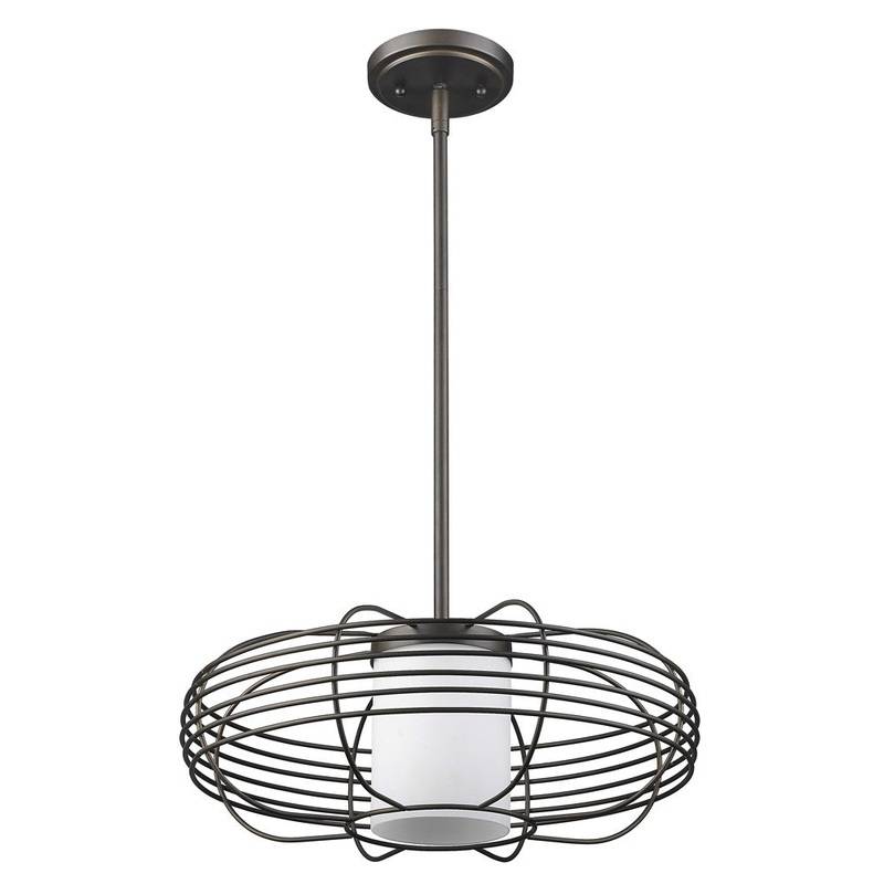 Loft 1-Light Oil-Rubbed Bronze Wire Globe Pendant With Etched Glass Interior Shade By Homeroots